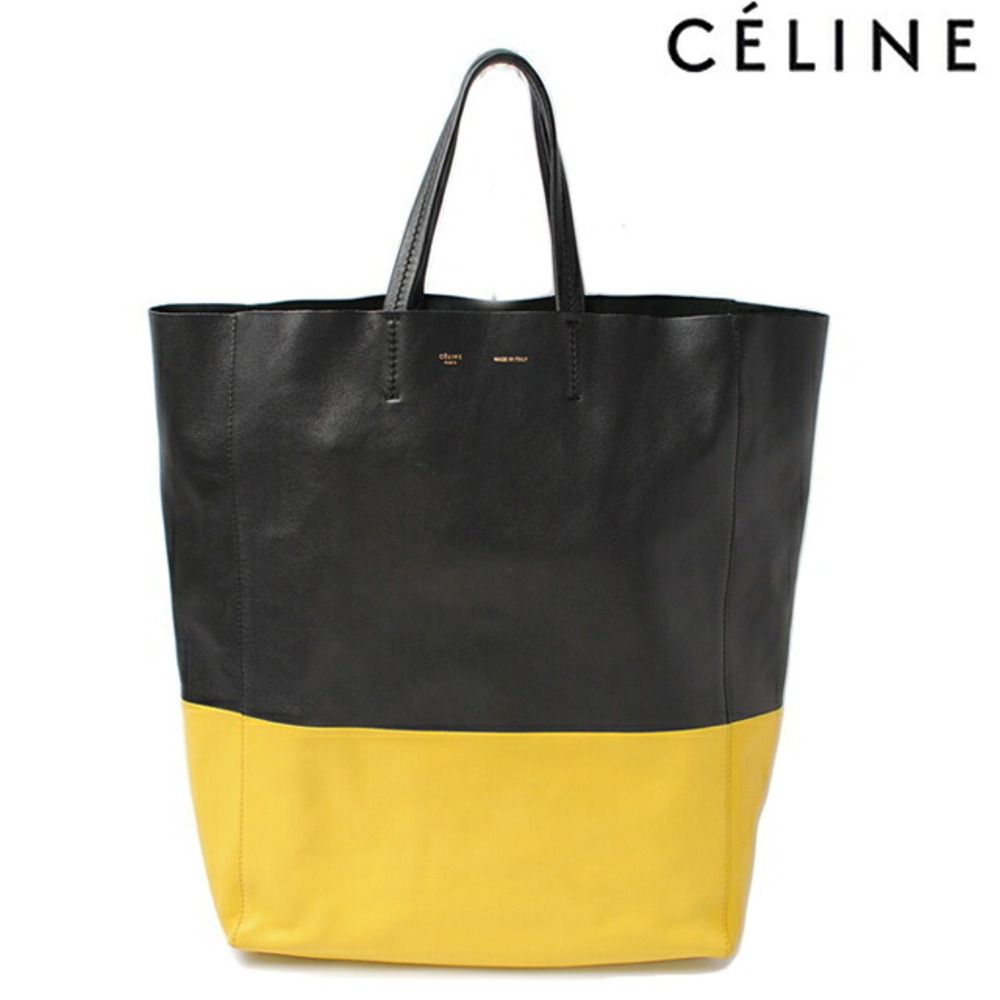 Celine Bi Cabas tote bag black yellow calfskin